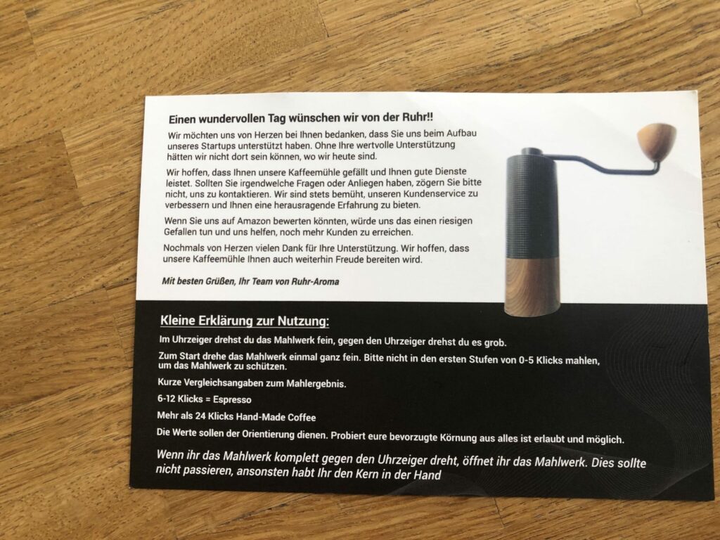 Ruhr Aroma Manuelle Kaffeemühle