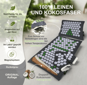 Produktbild Akupressur Eco Set – Akupressurmatte + Kissen + Tasche + Massage Handschuhe von Caspor