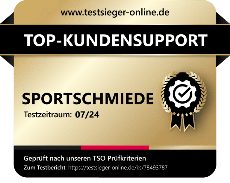 Top-Kundensupport-Siegel von Testsieger-Online für SPORTSCHMIEDE