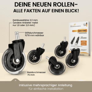 TPFLiving Castorrollen für Bürostühle, Bild 7