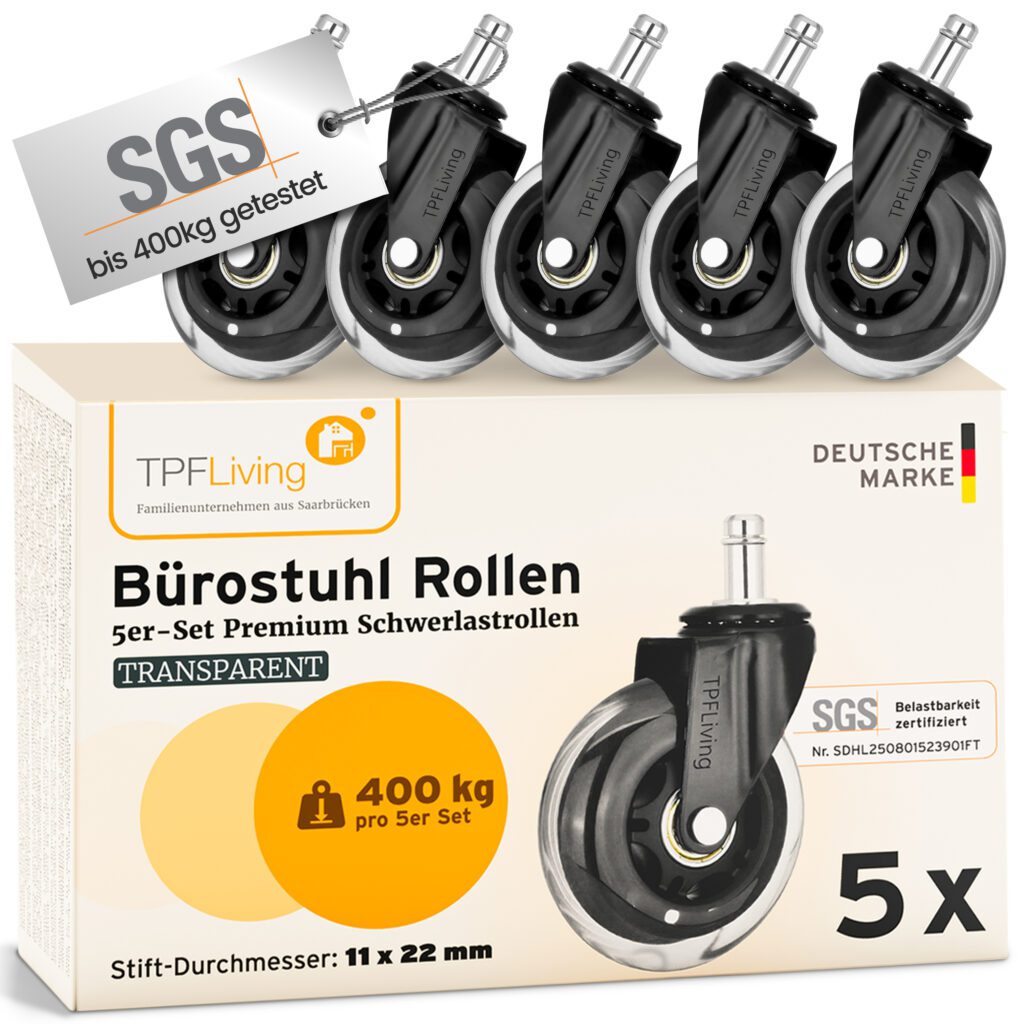TPFLiving Castorrollen für Bürostühle