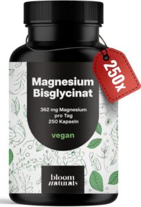 Produktbild Magnesium Bisglycinat Kapseln – 250 Kapseln von Bloom Naturals